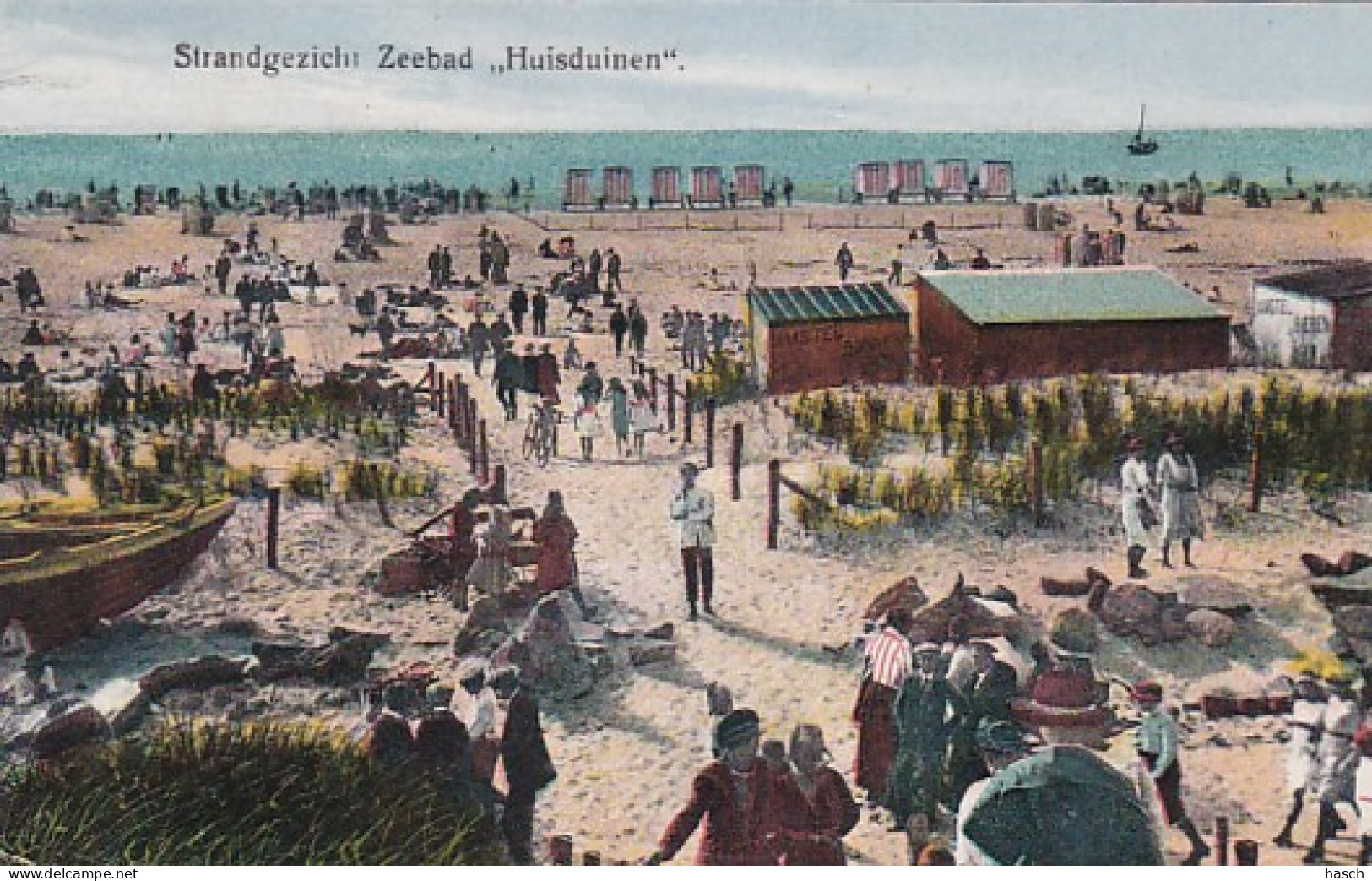 483758Den Helder, Strandgezicht Huisduinen. (poststempel 1922)(linksonder Een Kleine Vouw) - Den Helder