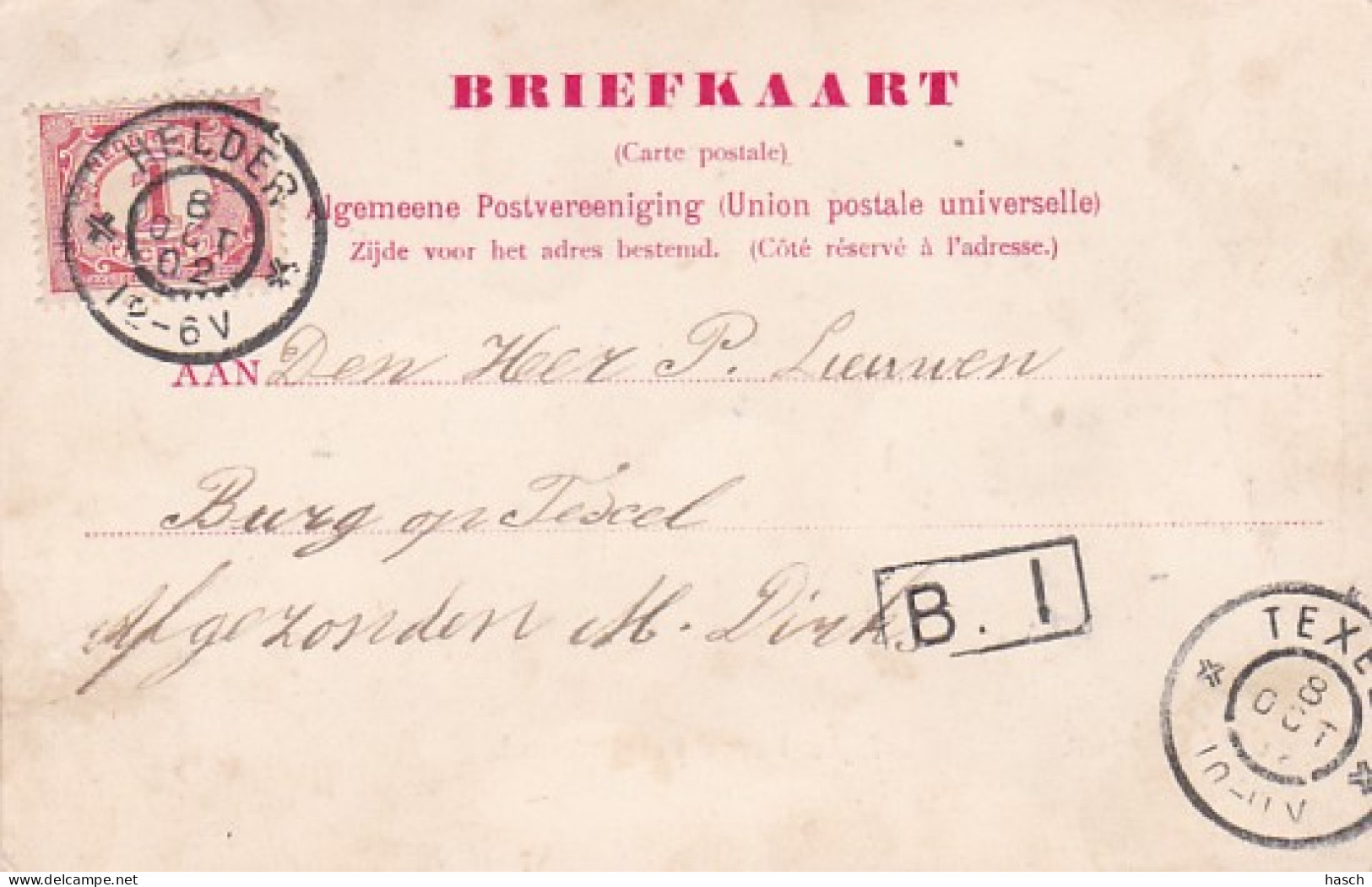 483775Den Helder, Rijks Hooge Burgerschool. (poststempel 1902)(zie Hoeken En Randen) - Den Helder