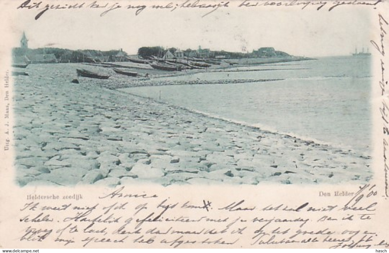 4837112Den Helder, Heldersche Zeedijk. (poststempel 1900)(rechterkant Een Kleine Beschadiging) - Den Helder