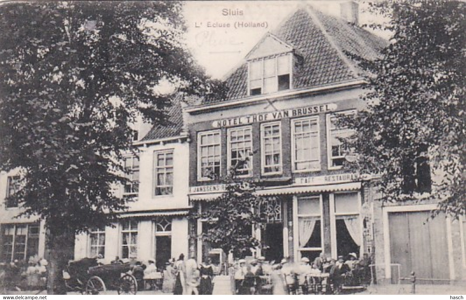 4842102Sluis, L’ Ecluse. Hotel ’T Hof Van Brussel. 1907. (zie X) - Sluis