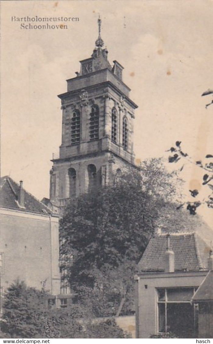 4842170Schoonhoven, Bartholomeustoren. 1928. (bruine Vlekken) - Schoonhoven