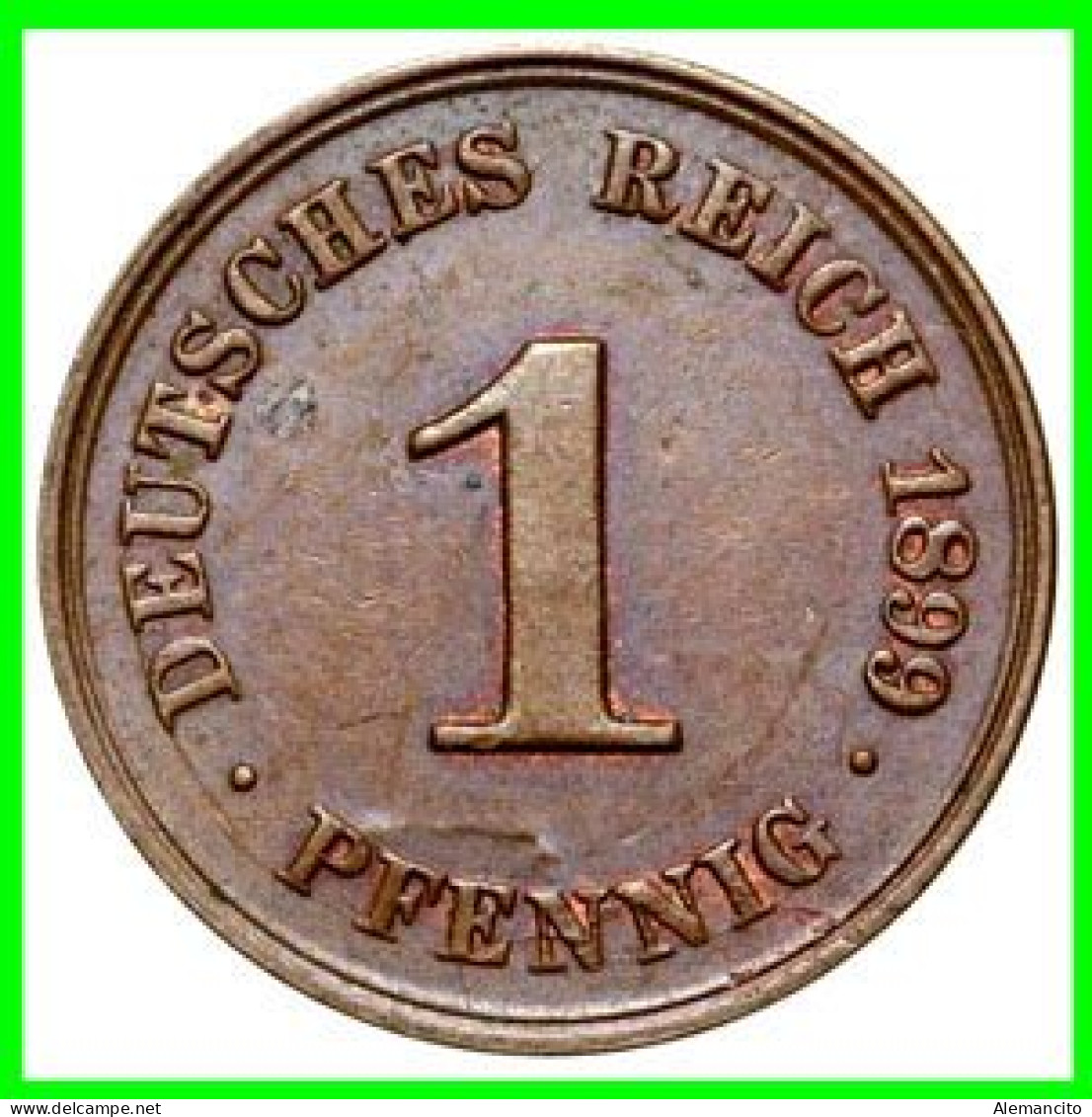 ALEMANIA – GERMANY - IMPERIO MONEDA DE COBRE DIAMETRO 17.5 Mm. DEL AÑO 1899 – CECA-D- KM-10  GOBERNANTE: WILHELM II - 1 Pfennig