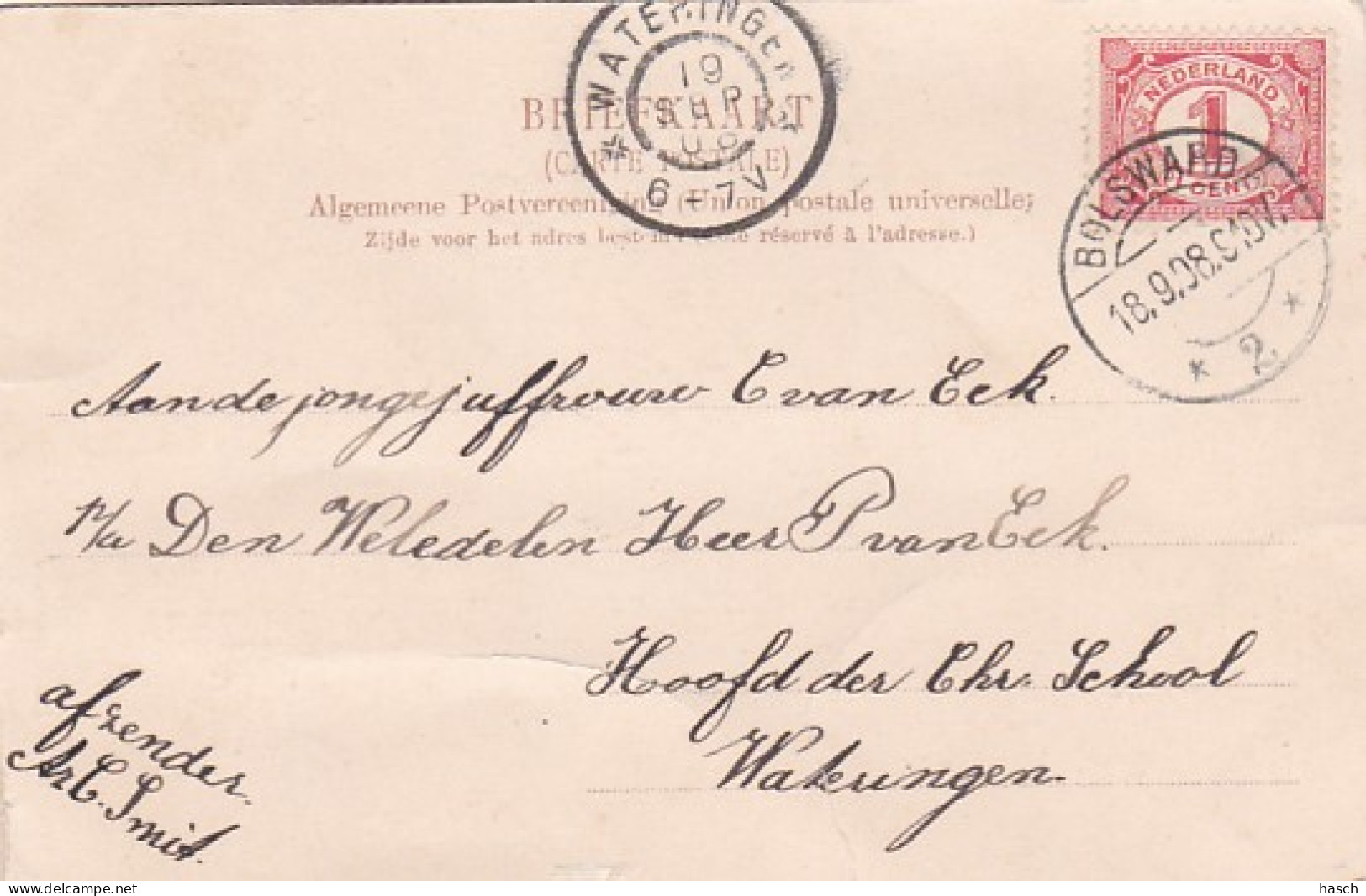 4842484Bolsward, (poststempel 1908)(linkerkant Een Scheurtje, Zie Hoeken, Vouw Zie Achterkant) - Bolsward