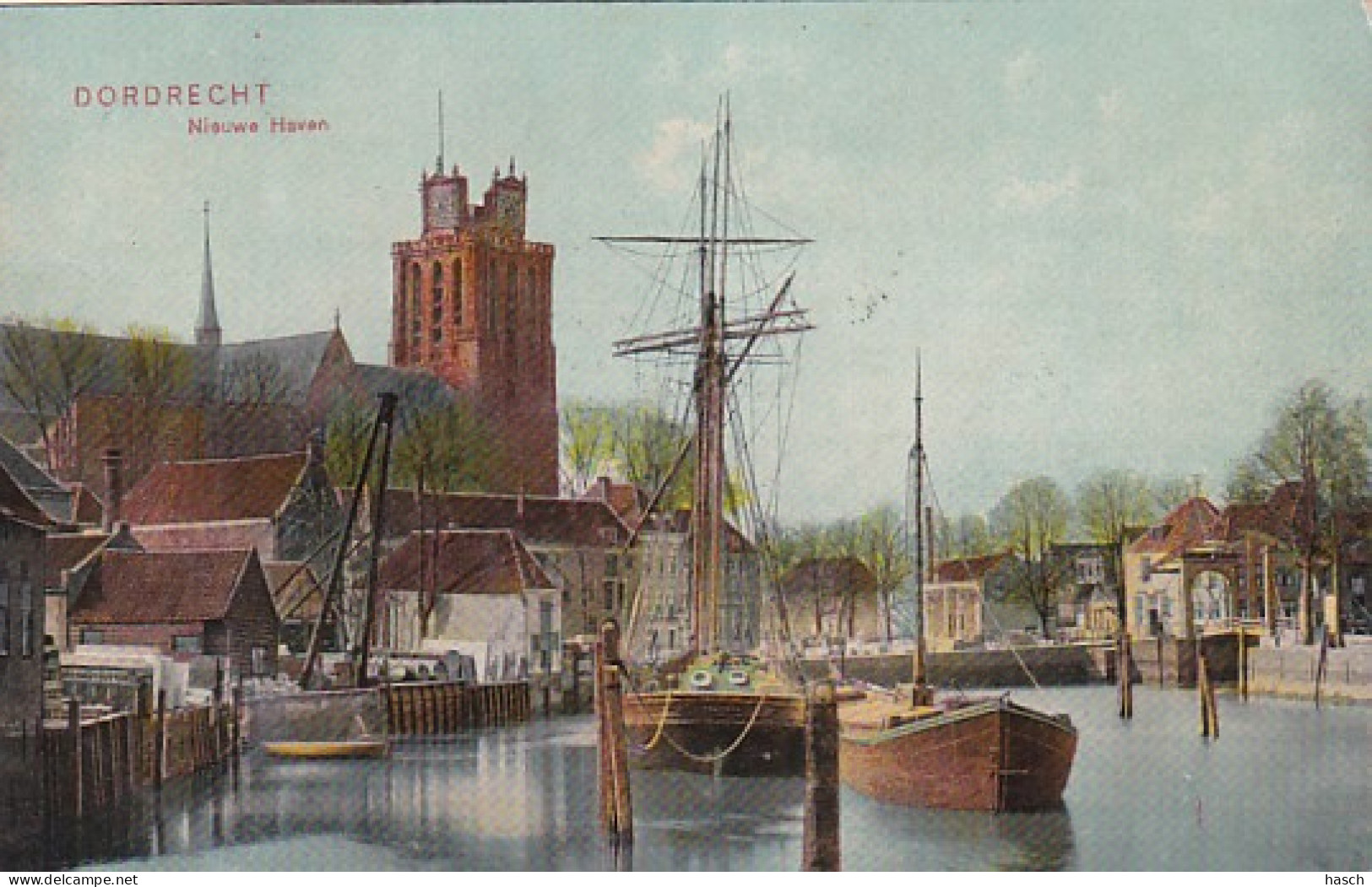4842539Dordrecht, Nieuwe Haven. (poststempel 1908)(zie Hoeken) - Dordrecht