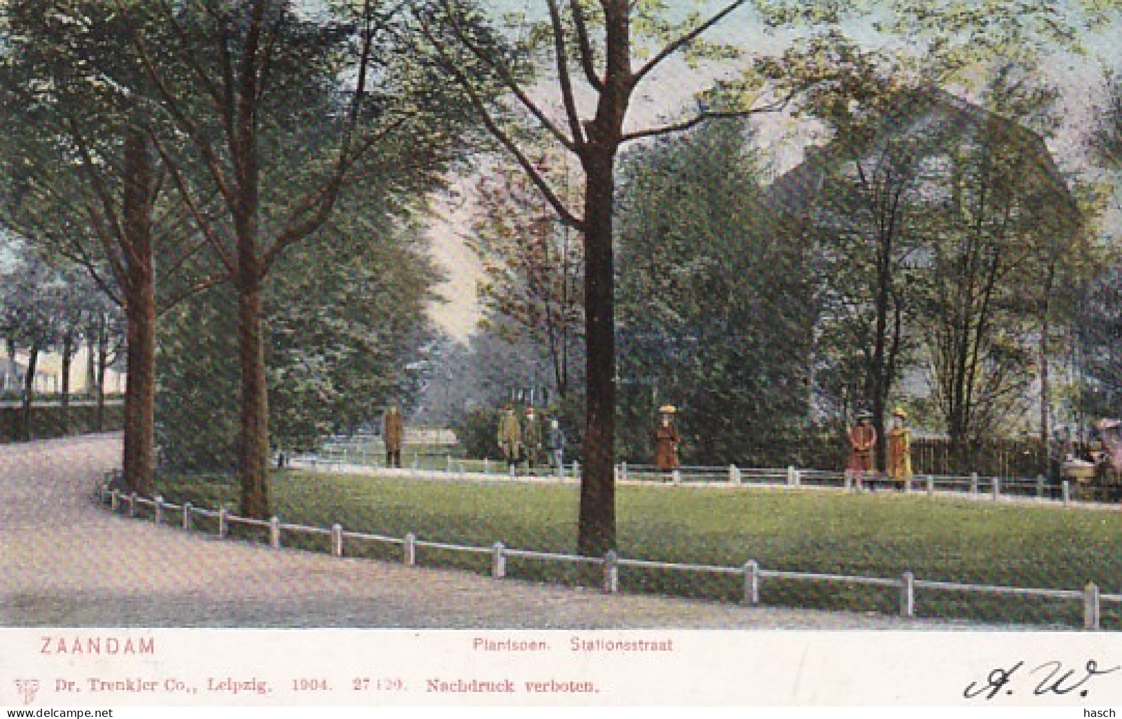 4842592Zaandam, Plantsoen Stationsstraat. (poststempel 1904)(zie Rechterkant) - Zaandam