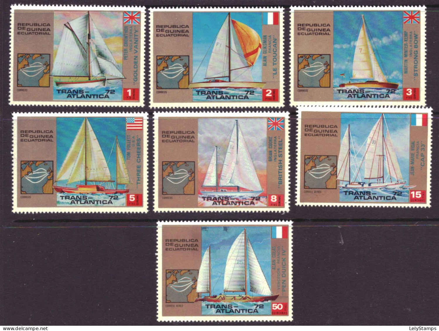 Guinea Equatorial 200 T/m 206 MNH ** Sailing Regatta (1973) - Guinée Equatoriale