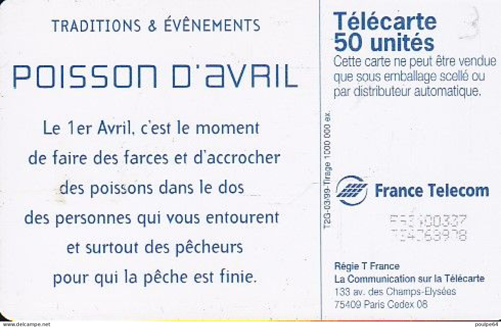 F966  03/1999 - POISSON D'AVRIL- 50 LG1 - 1999