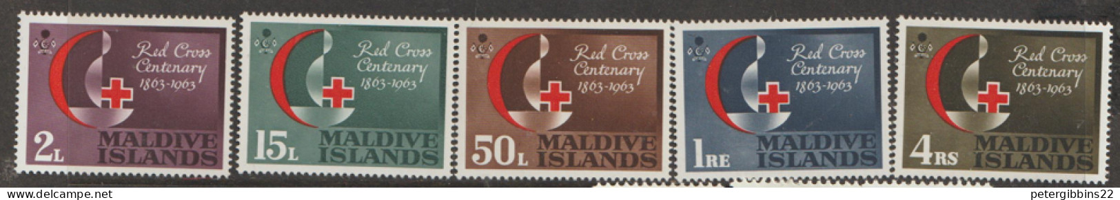 Maldives  1963  SG   125-9  Red Cross   Lightly Mounted Mint - Maldives (...-1965)