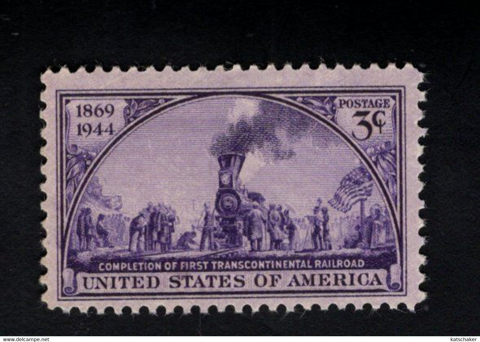 203707489 1944 (XX) POSTFRIS MINT NEVER HINGED  SCOTT 922  Transcontinental Railroad STEAMTRAIN - Unused Stamps