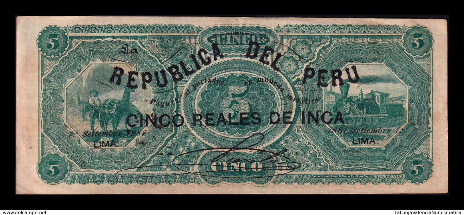 Perú 5 Reales De Inca 1881 Pick 12 Ebc Xf - Peru