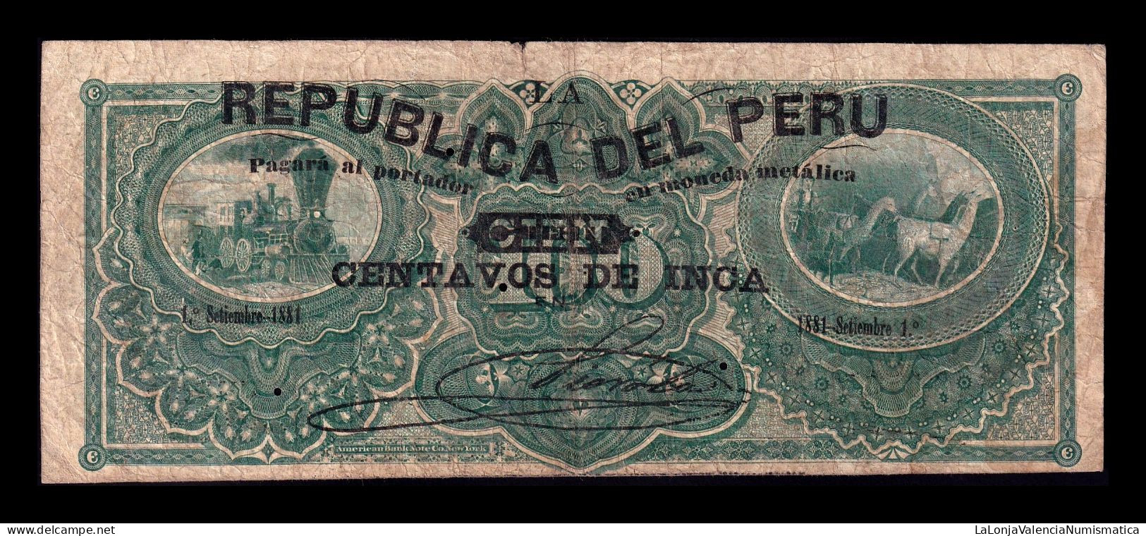 Perú 100 Centavos De Inca 1881 Pick 13 Bc/+ F/+ - Peru