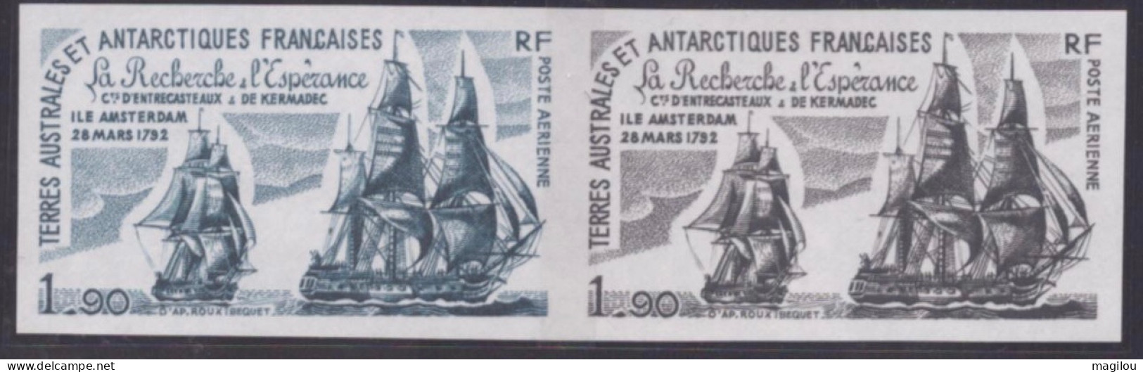 2 Essai De Couleur Taaf/fsat Bateau La Recherche Et L’espérance Amsterdam  Yvert PA 58 MNH ** - Non Dentelés, épreuves & Variétés