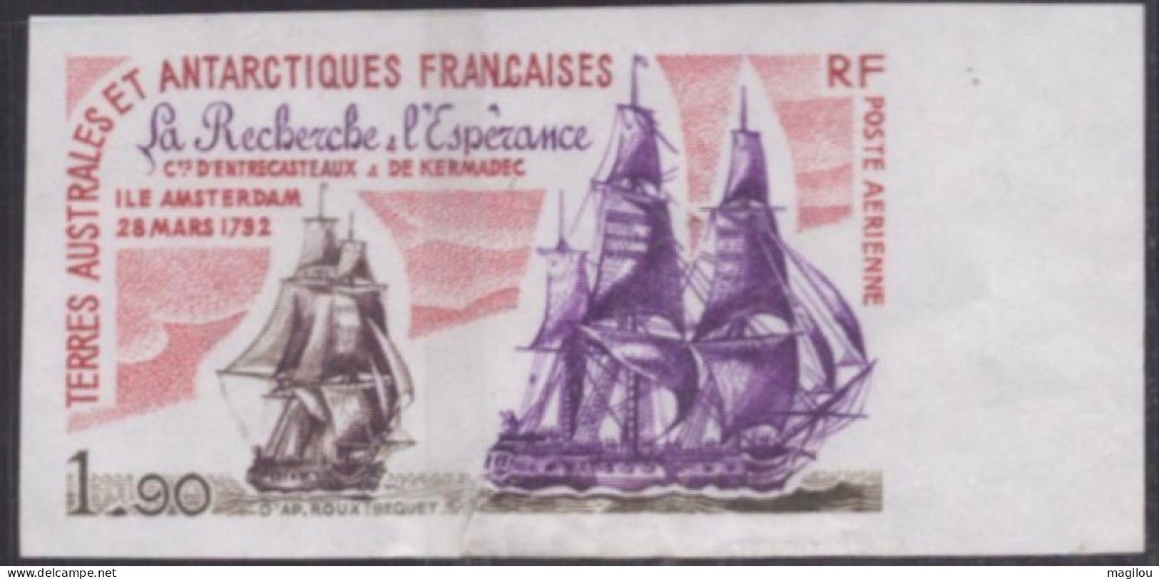 Essai De Couleur Multicolore Taaf/fsat Bateau La Recherche Et L’espérance Amsterdam  Yvert PA 58 MNH ** - Sin Dentar, Pruebas De Impresión Y Variedades