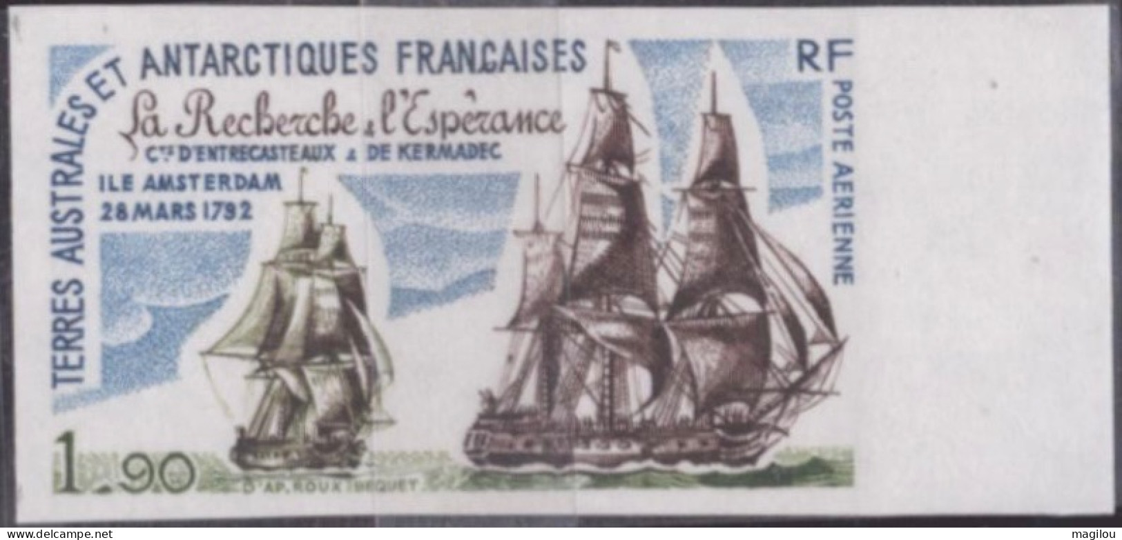 Essai De Couleur Multicolore Taaf/fsat Bateau La Recherche Et L’espérance Amsterdam  Yvert PA 58 MNH **5 - Imperforates, Proofs & Errors