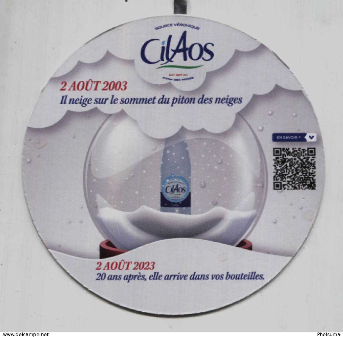 RARE - LA REUNION - Balise De Produit / Eau De Source CILAOS (Réunion) “il Neige Sur Le Sommet Du Piton Des Neiges" - Posters