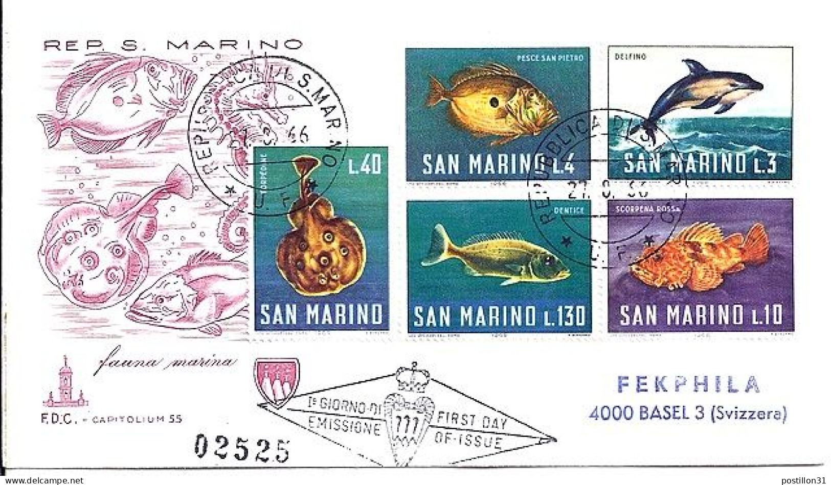 ST MARIN N° 678/679/681/682/685 S/L. DU 27.8.66 POUR LA SUISSE - Cartas & Documentos