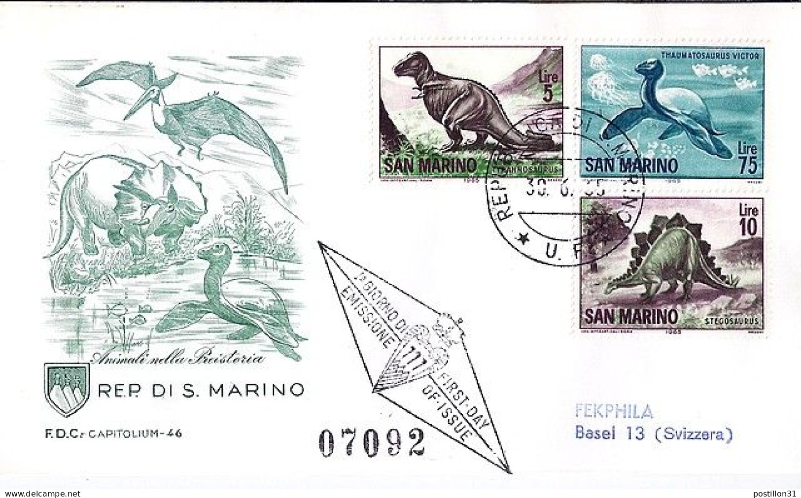 ST MARIN N° 649/650/651 S/L. DU 30.6.65 - Covers & Documents