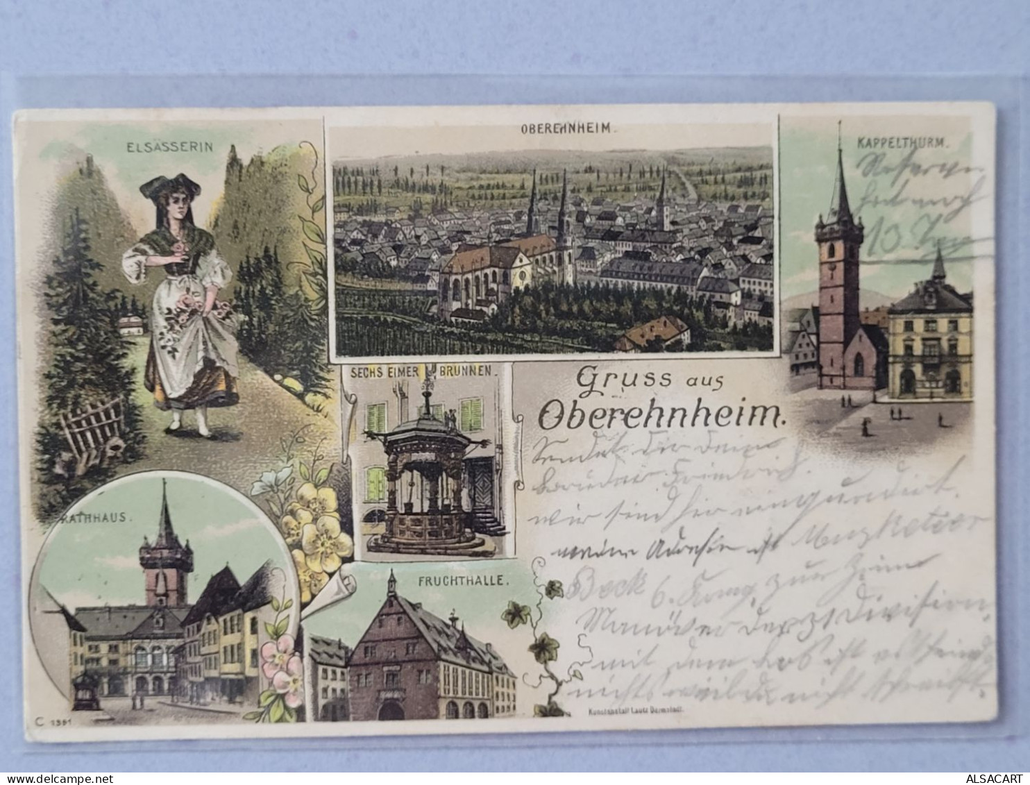 Gruss Aus Obernai , Oberehnheim ,  6 Vues 1902 ,  Cachet Train Molsheim Selestat - Obernai
