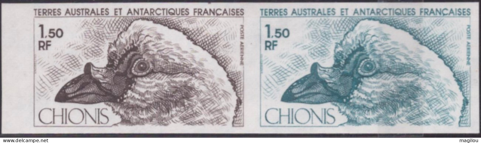 2 Essai De Couleur Taaf/fsat Oiseau Chionis  Yvert PA 67 MNH **6 - Geschnittene, Druckproben Und Abarten