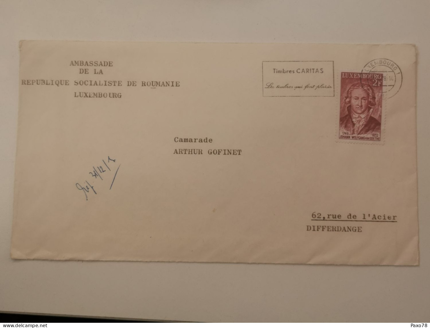Enveloppe, Ambassade Roumanie 1978 - Briefe U. Dokumente