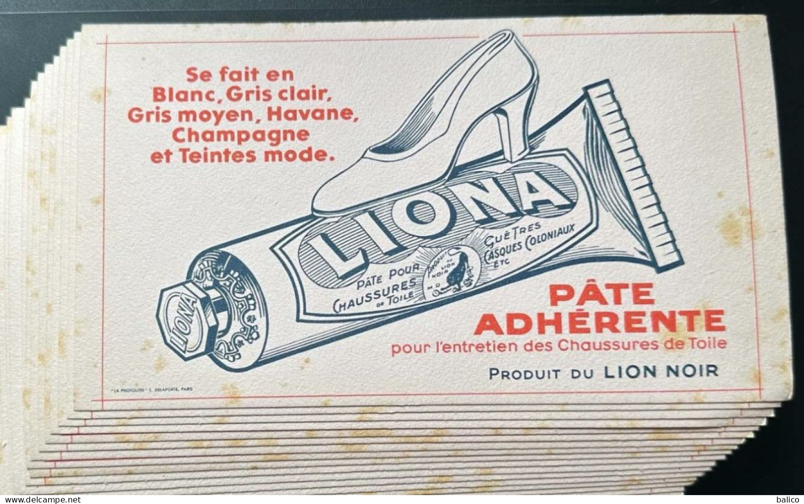 Buvard  --  LIONA - Pâte Pour Chaussures - Lot De 20 Buvards - Produits Ménagers