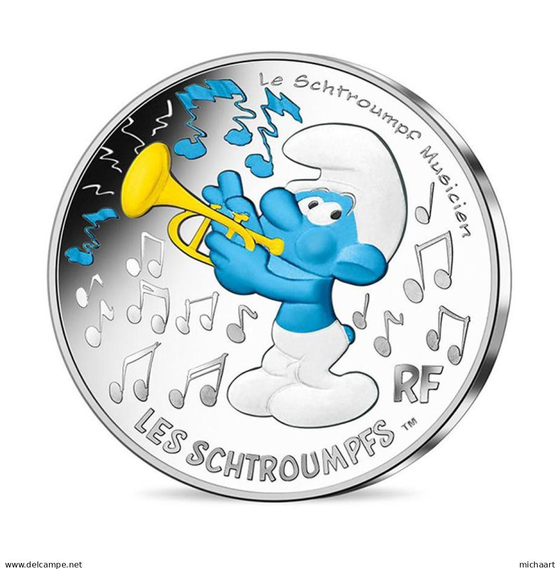 France 10 Euro Silver 2020 Musician The Smurfs Colored Coin Cartoon 01850 - Herdenking