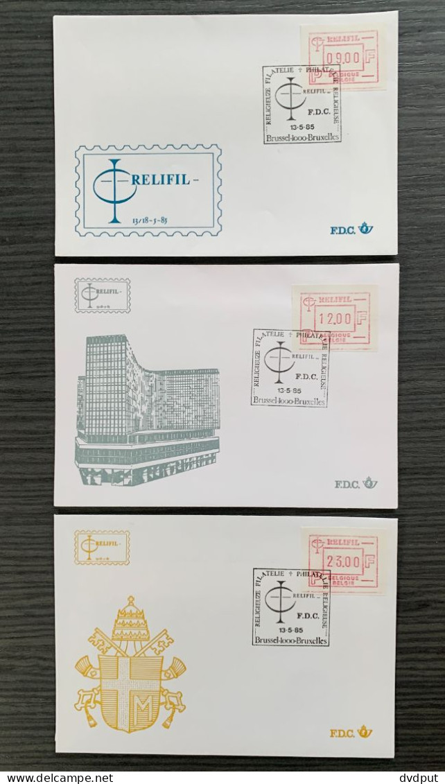 België, 1985, ATM60, Off FDC Omslagen 9-12-23, OBP 5€ - Lettres & Documents