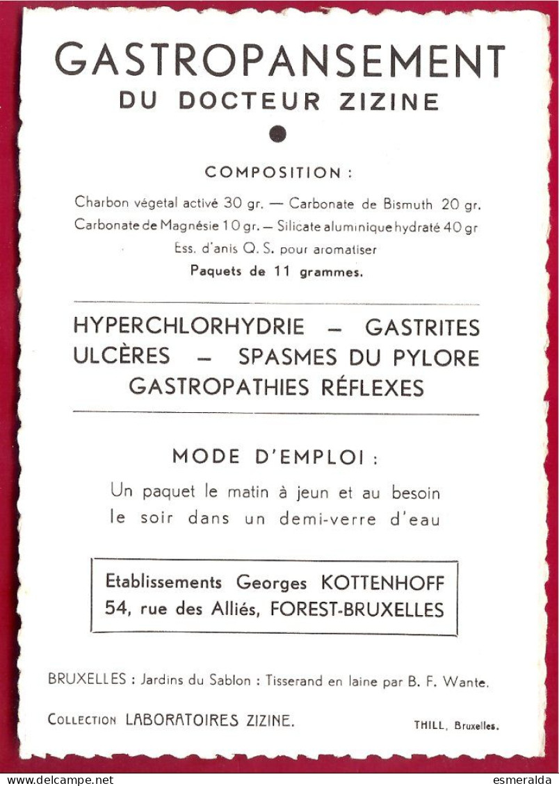 (MIG)  Collection Laboratoires Zizine. Ern.Thill-Bruxelles,Ja Rdins Du Sablon-Tisserand En Laine Par B.F.Wante - Verzamelingen