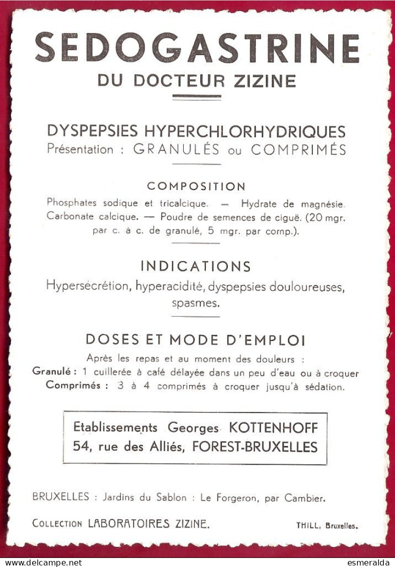 (MIG)  Collection Laboratoires Zizine. Ern.Thill-Bruxelles,Ja Rdins Du Sablon-Le Forgeron, Par Cambier - Collezioni