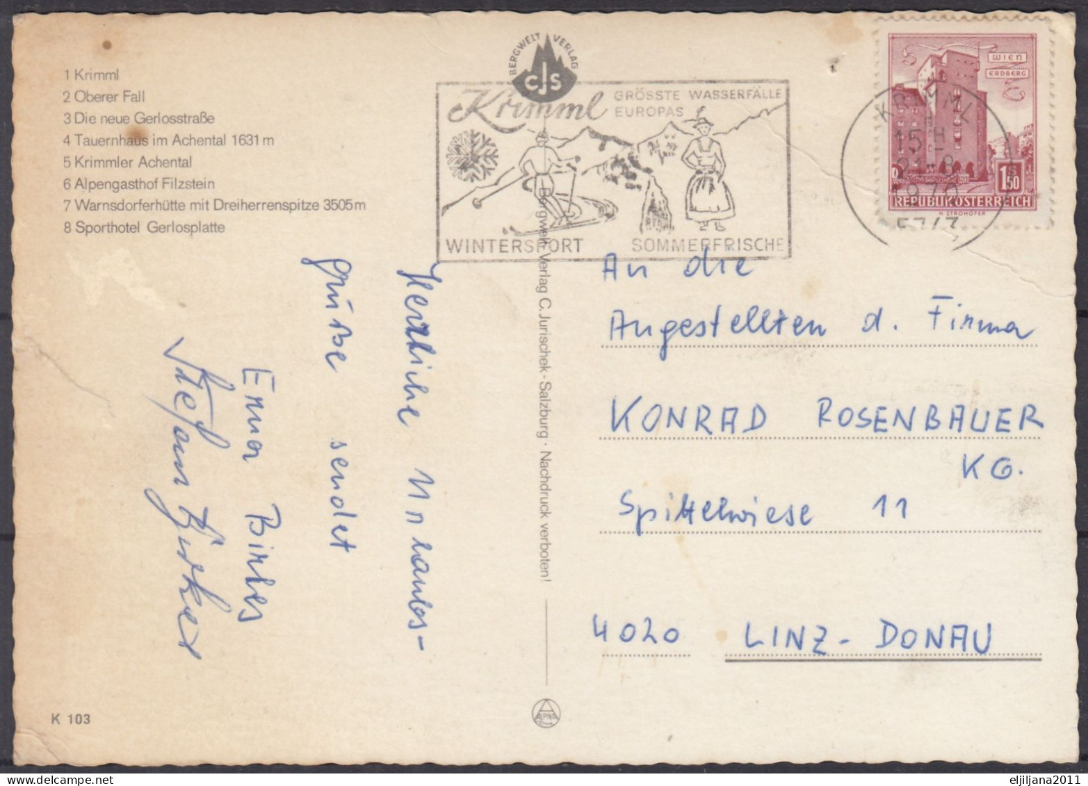 Austria / Österreich 1970 ⁕ KRIMML Und UMGEBUNG ⁕ Postcard With Stamp - Krimml