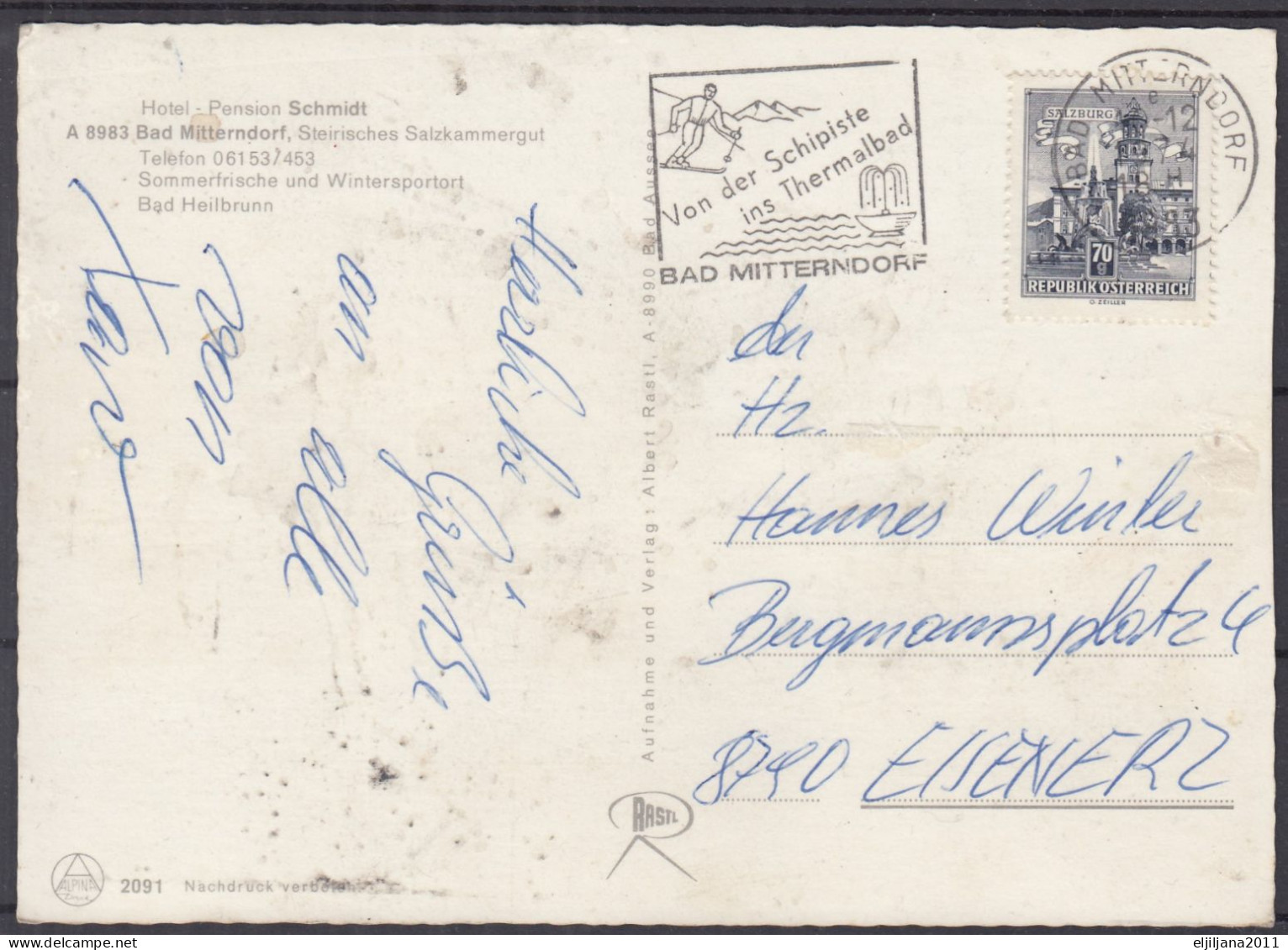 Austria / Österreich 1974 ⁕ BAD MITTERNDORF - Hotel Pansion SCHMIDT ⁕ Postcard With Stamp - Bad Mitterndorf