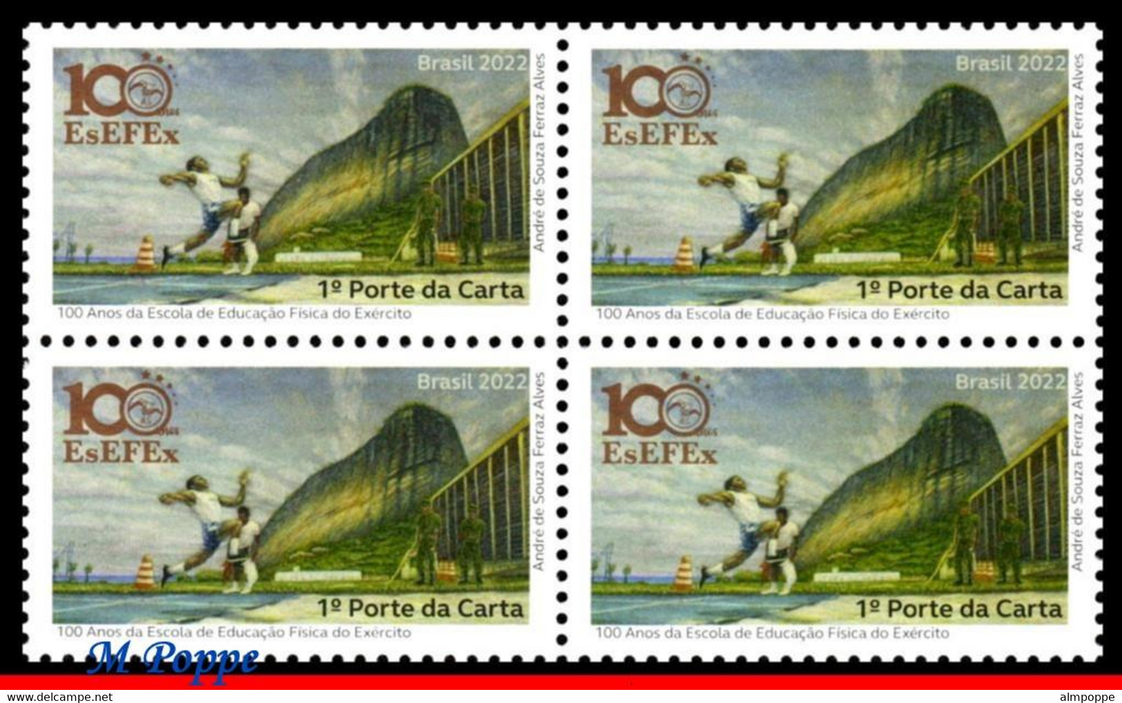 Ref. BR-V2022-17-Q BRAZIL 2022 ARMY, ARMY PHYSICAL EDUCATION, SCHOLL, MOUNTAIN, RIO, BLOCK MNH, 4V - Blocchi & Foglietti