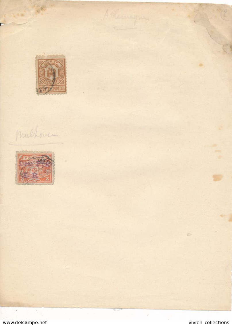 France Alsace Lorraine Timbre Poste Locale De Mulhouse Et Joint Un Timbre De Poste Privée Allemand - Used Stamps