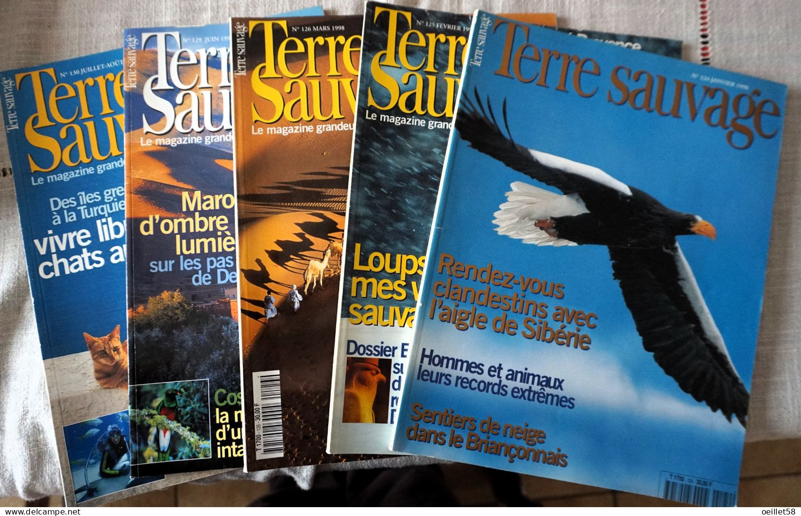 Lot De 5 Magazines "TERRE SAUVAGE"  Année 1998 - Lots De Plusieurs Livres