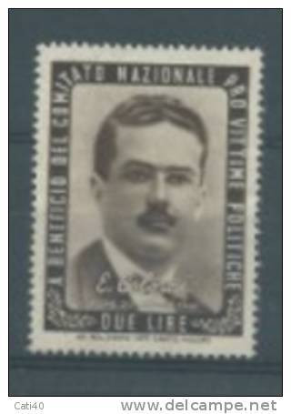 PRO VITTIME POLITICHE - E. COLORNI  LIRE DUE NUOVO GOMMA INTEGRA - - Revenue Stamps