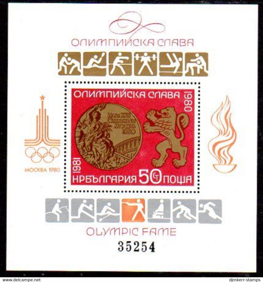 BULGARIA 1981  Olympic Medal Winner Block  MNH / **.  Michel Block 109 - Blokken & Velletjes