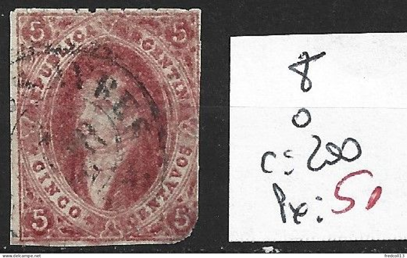 ARGENTINE 8 Oblitéré Côte 200 € ( Aminci Bas Droit ) - Used Stamps