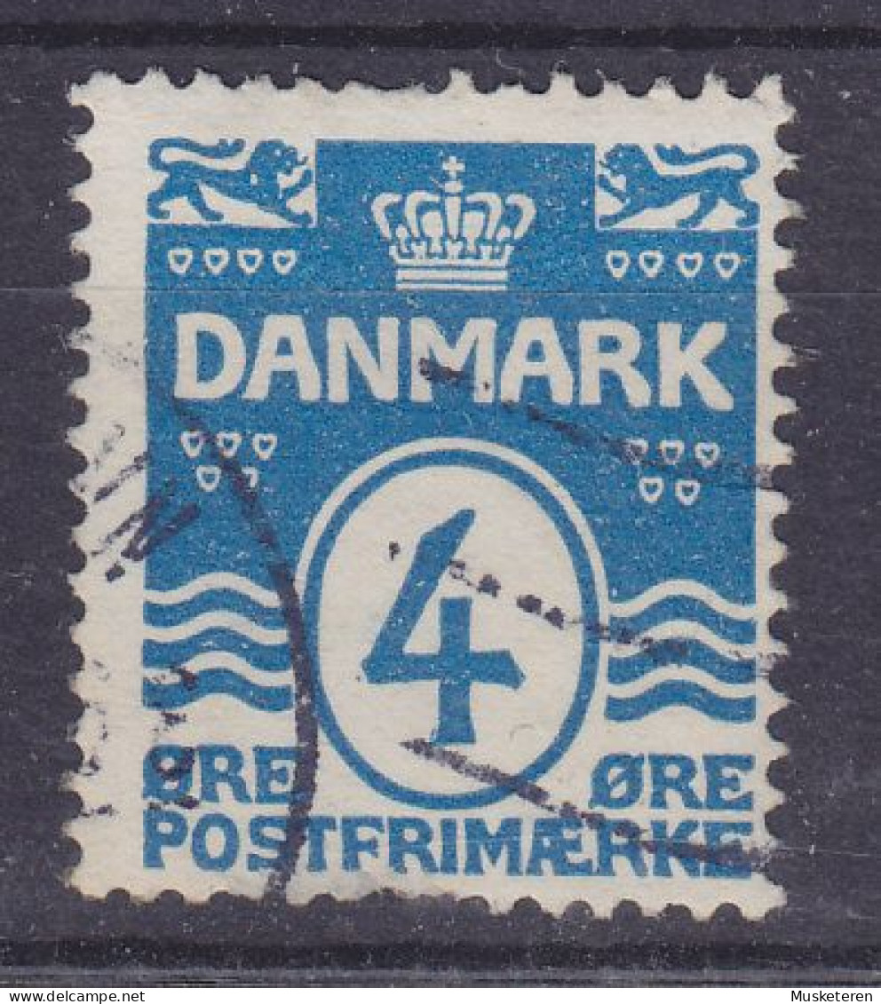 Denmark 19013 Mi. 80, 4 Øre Wellenlinien ERROR Variety 'Notch' In Left Side Margin (2 Scans) - Abarten Und Kuriositäten