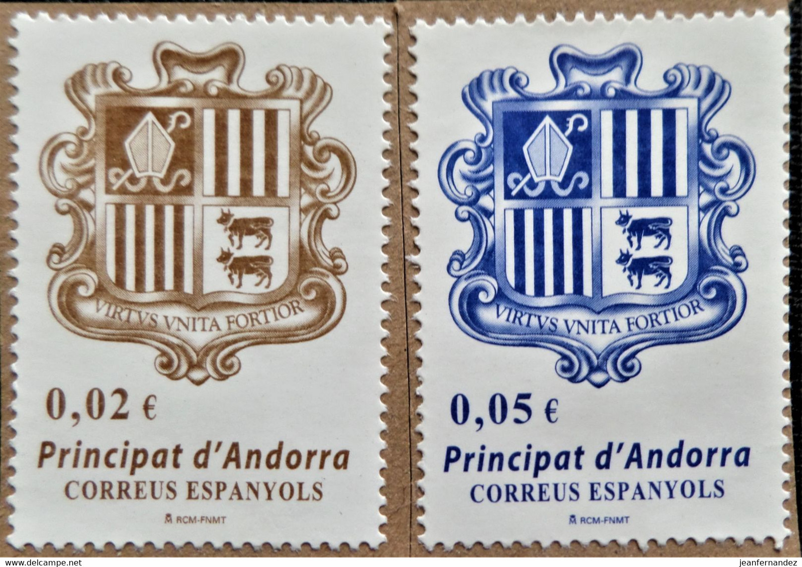 Timbre De Andorra Española 2014 Coat Of Arms  Edifil N° 414 Et 415 - Oblitérés