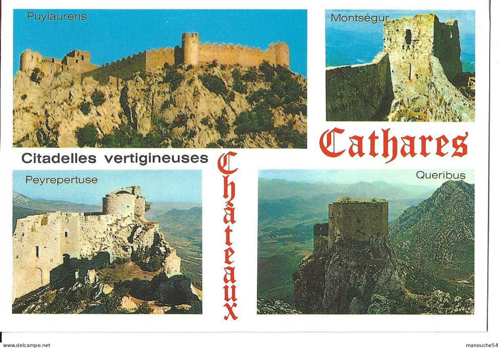 CPSM DES CHATEAUX CATHARES - PUYLAURENS - MONTSEGUR - PEYREPERTUSE - QUERIBUS - Puylaurens