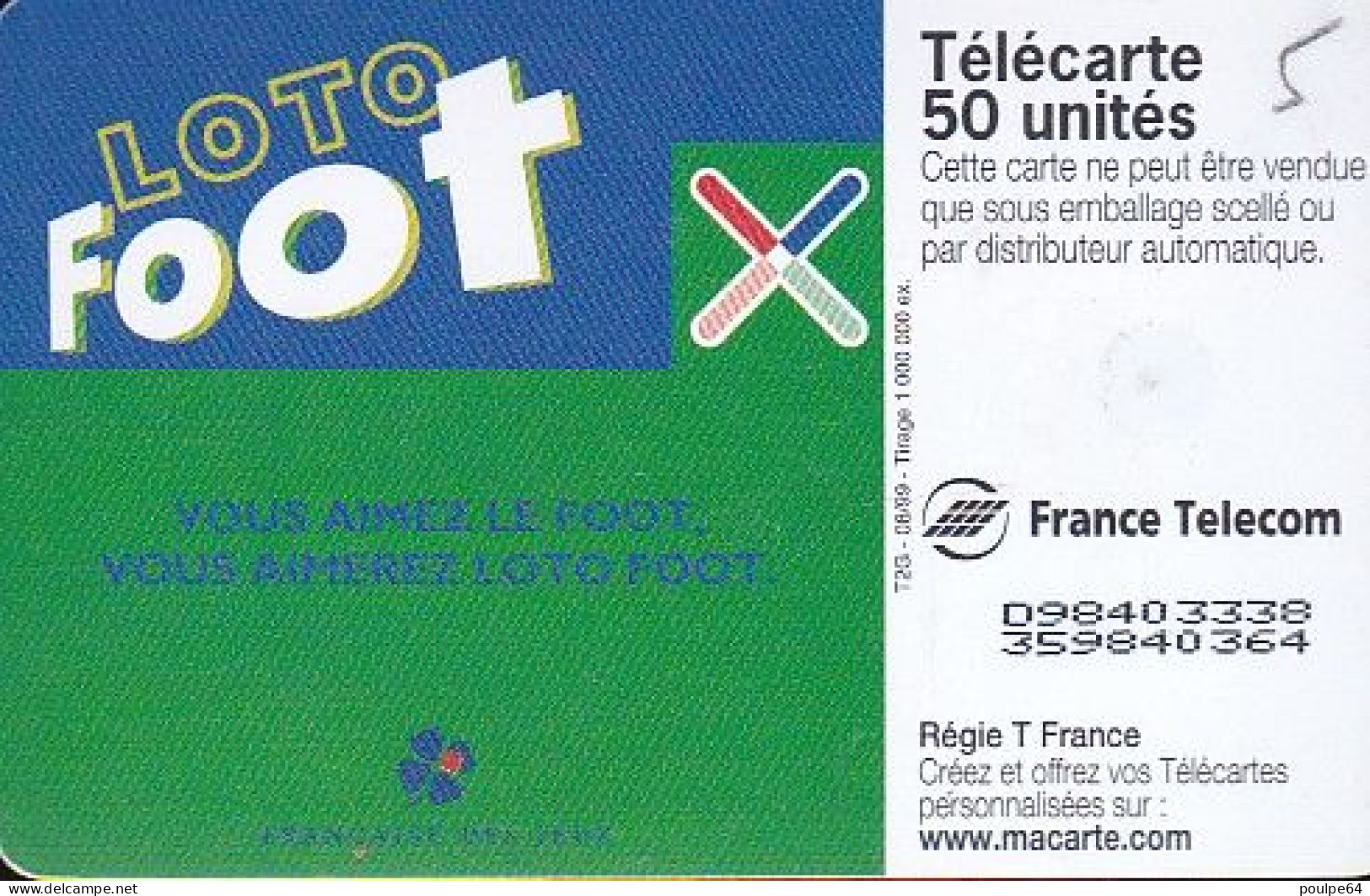 F1008  08/1999 - LOTO FOOT - 50 OB2 - 1999