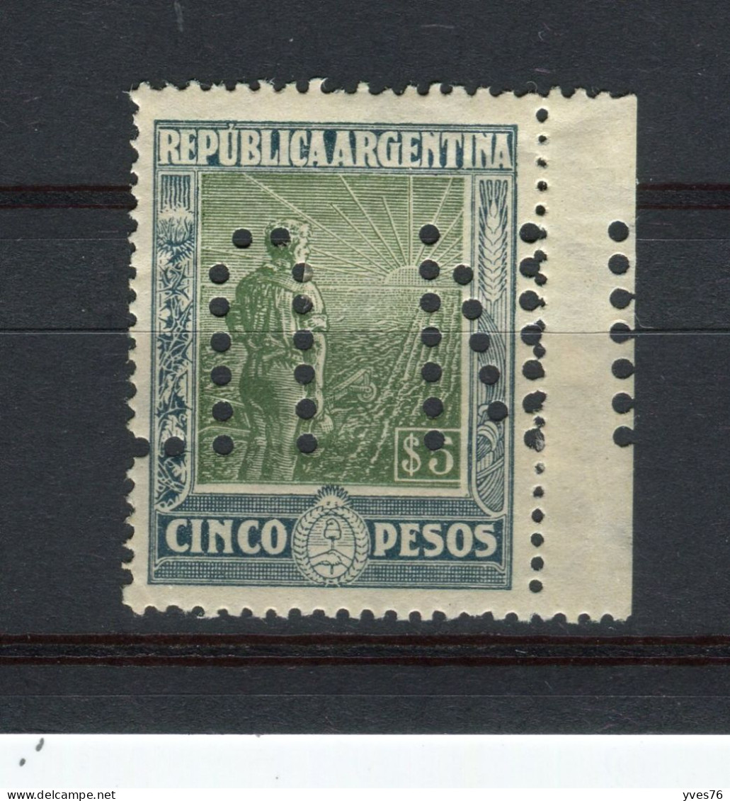 ARGENTINE - Y&T N° 190* - Perfin - Perforé - Nuevos