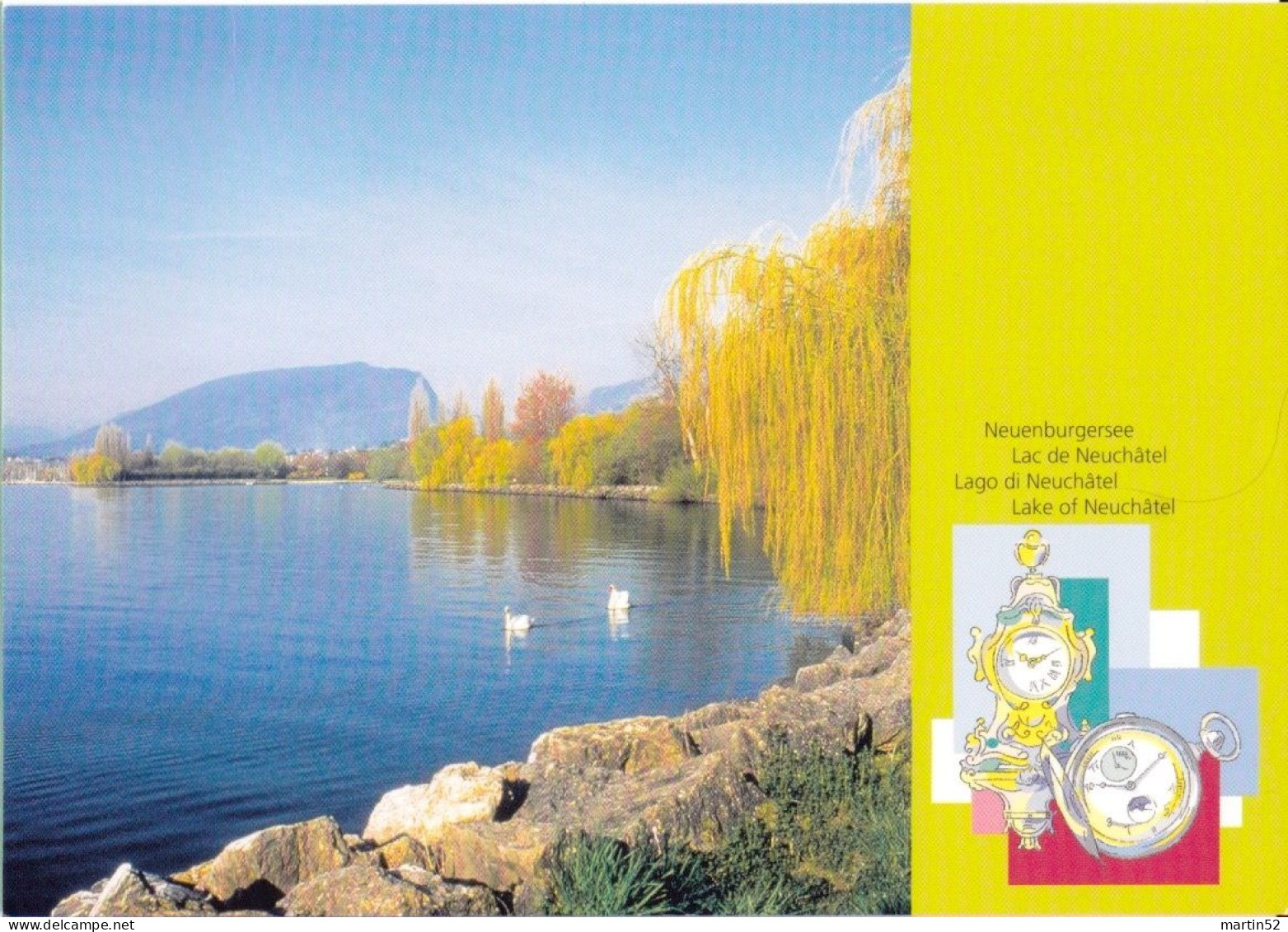 Schweiz Suisse 2002: Neuenburger See (Uhren) Lac De Neuchâtel (Pendules) CPI Entier / Bild-PK (ungelaufen Non Circulé) - Uhrmacherei