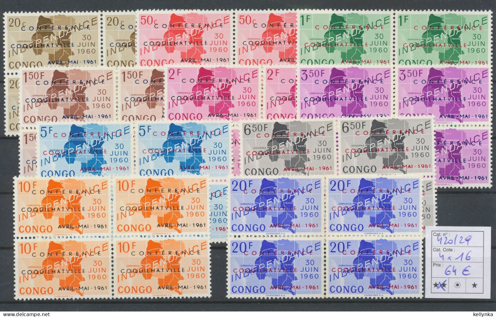 République Du Congo - 420/429 - Blocs De 4 - Conférence De Coquilhatville - 1961 - MNH - Autres & Non Classés