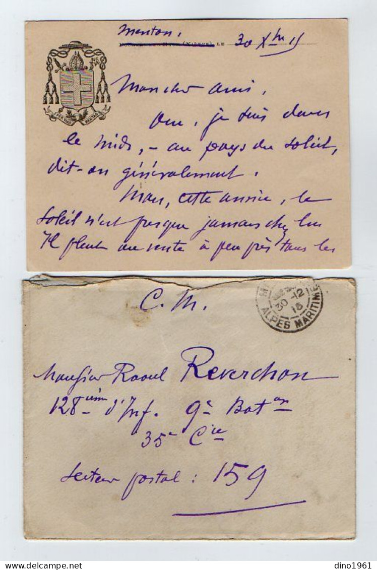 VP22.537 - MENTON 1915 -  Carte - Lettre Autographe Signée - Mgr Lucien LACROIX Evêque De Tarentaise ..... - Personajes Historicos