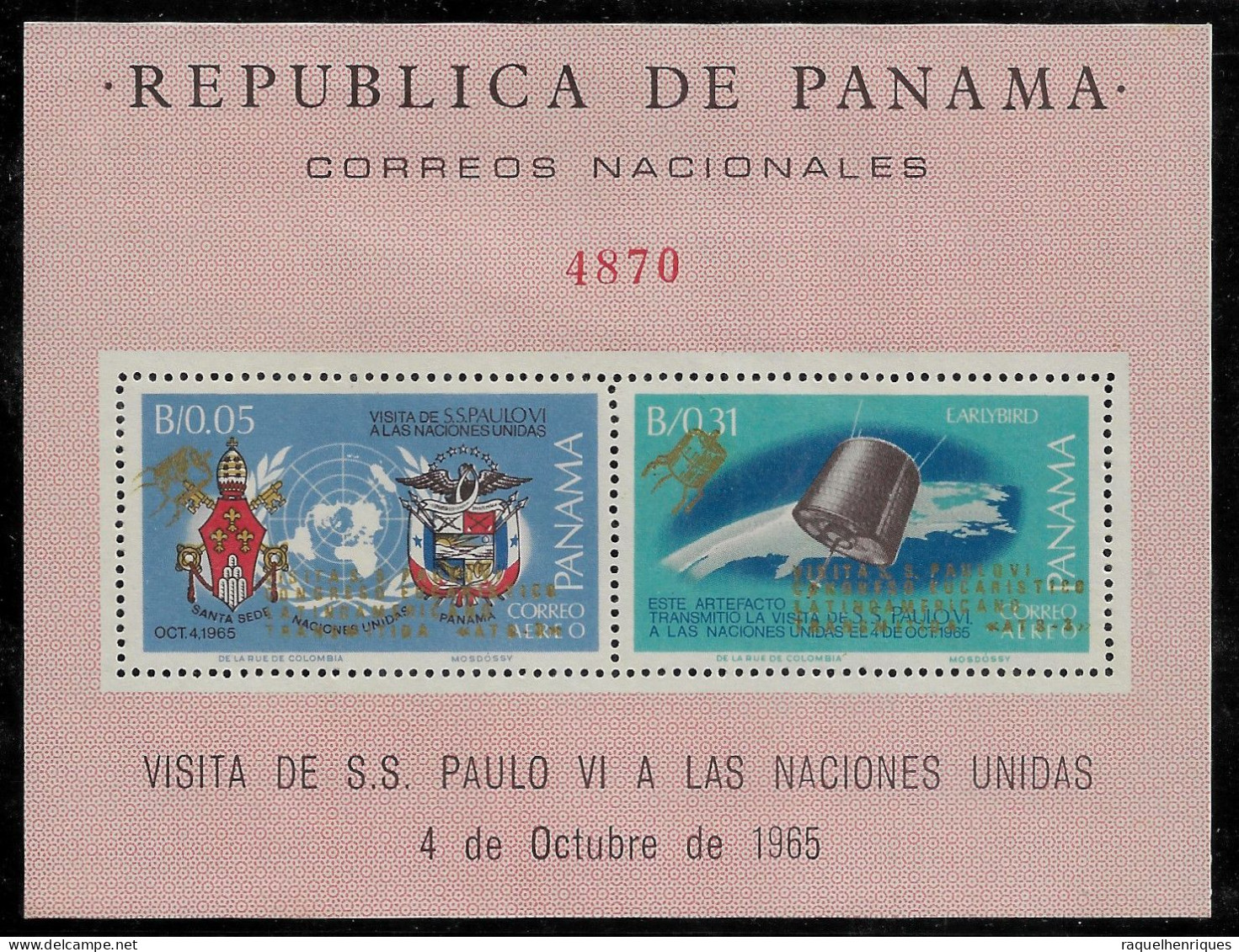 PANAMA STAMP - 1968 Airmail - Visit Of Pope Paul VI MINISHEET MNH (NP#60) - Nordamerika