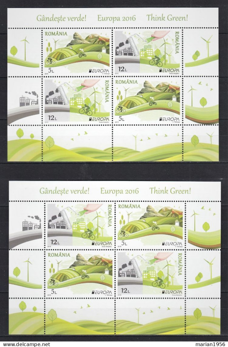 Romania 2016 - EUROPA CEPT - THINK GREEN - 2 Blocs Tip A+B - MNH - 2016