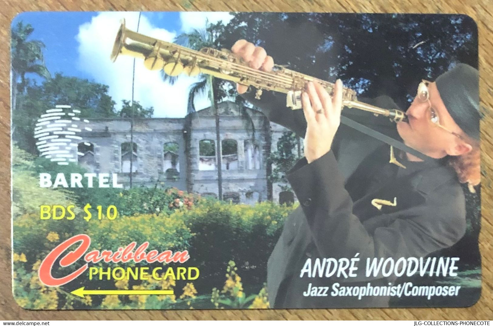 BARBADOS ANDRÉ WOODVINE JAZZ SAXO B$ 10 CARIBBEAN CABLE & WIRELESS SCHEDA PREPAID TELECARTE TELEFONKARTE PHONECARD - Barbados (Barbuda)