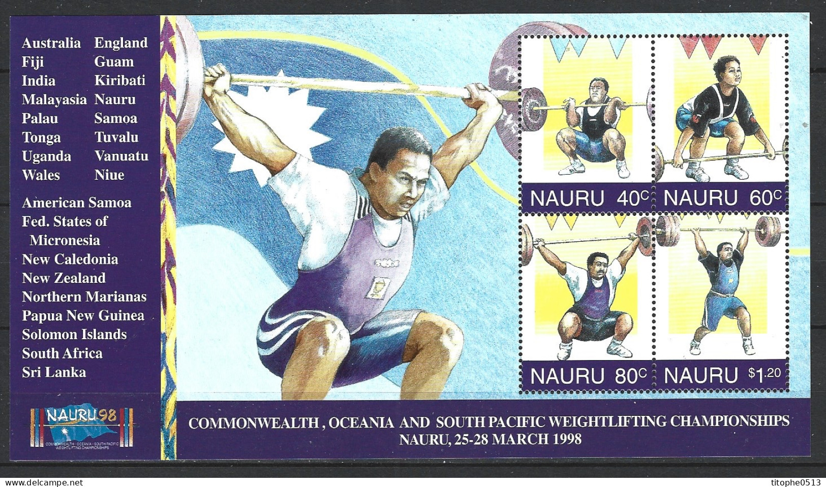 NAURU. BF 20 De 1998. Haltérophilie. - Haltérophilie