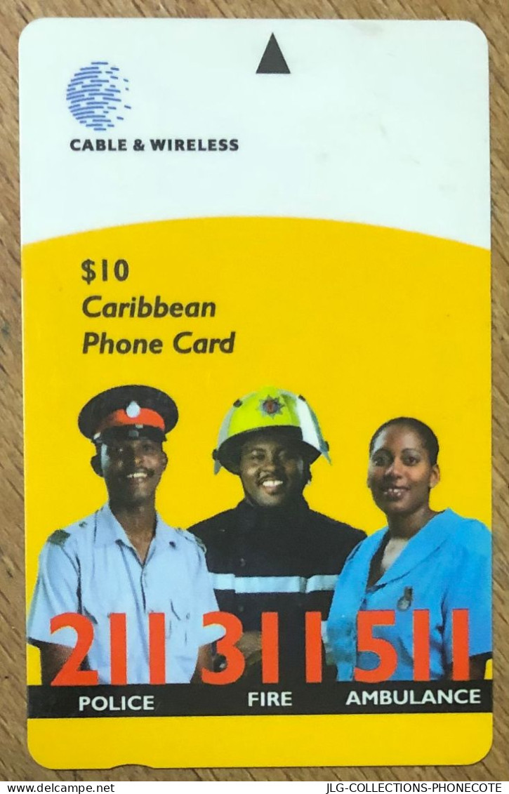 BARBADOS POLICE FIRE AMBULANCE B$ 10 CARIBBEAN CABLE & WIRELESS SCHEDA PREPAID TELECARTE TELEFONKARTE PHONECARD - Barbades